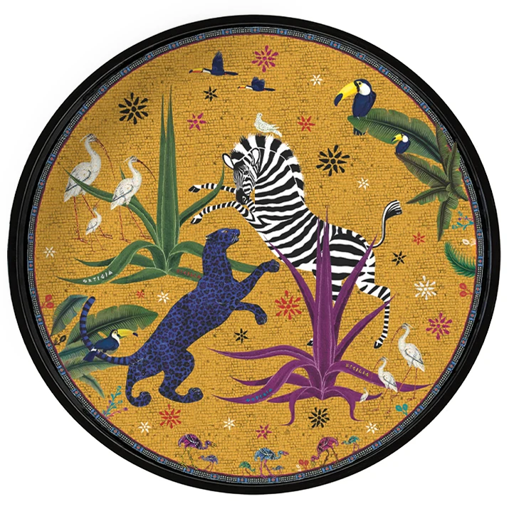 Rundes Lacktablett „Jungle Sahara“ Ø40 cm