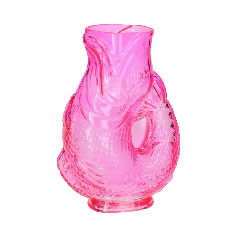Fischvase JACQUARD S aus Glas in Pink, 16,5x24x10cm