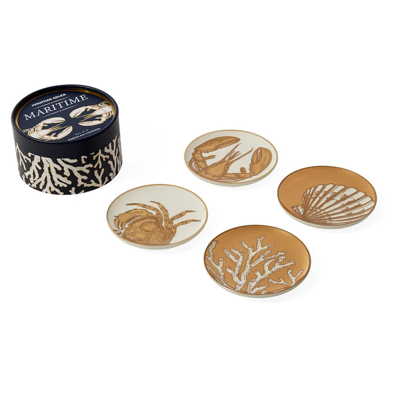 Untersetzer MARITIME 4er-Set in Weiß/Gold
