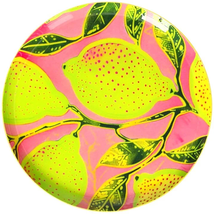 LOVE TRAYS Dekotablett XS Motiv: Zitrone, Rosa/Gelb, ø12,7 cm
