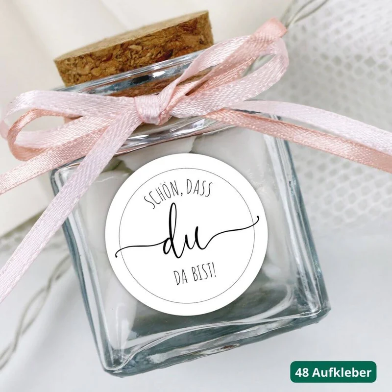 Aufkleber elegant Schön, dass Du da bist (48 Stück)