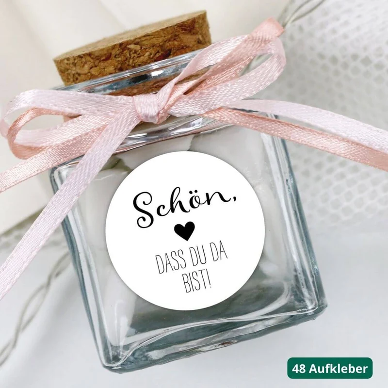 Aufkleber Herzchen Schön, dass Du da bist! (48 Stück)