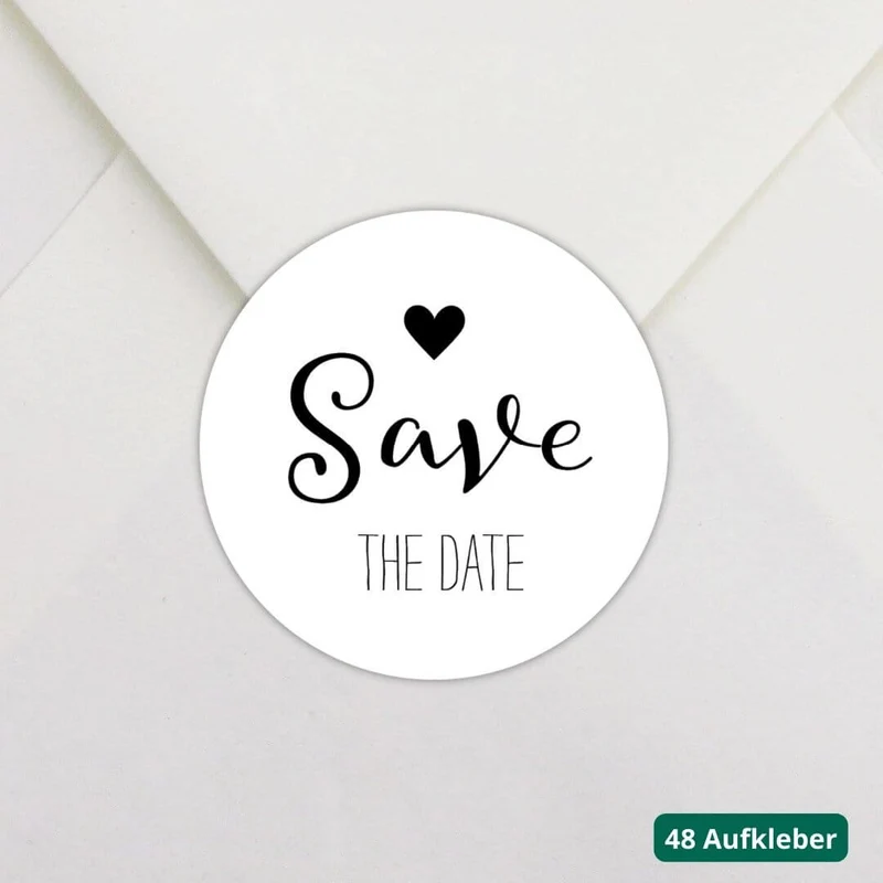 Aufkleber Herzchen Save the Date (48 Stück)