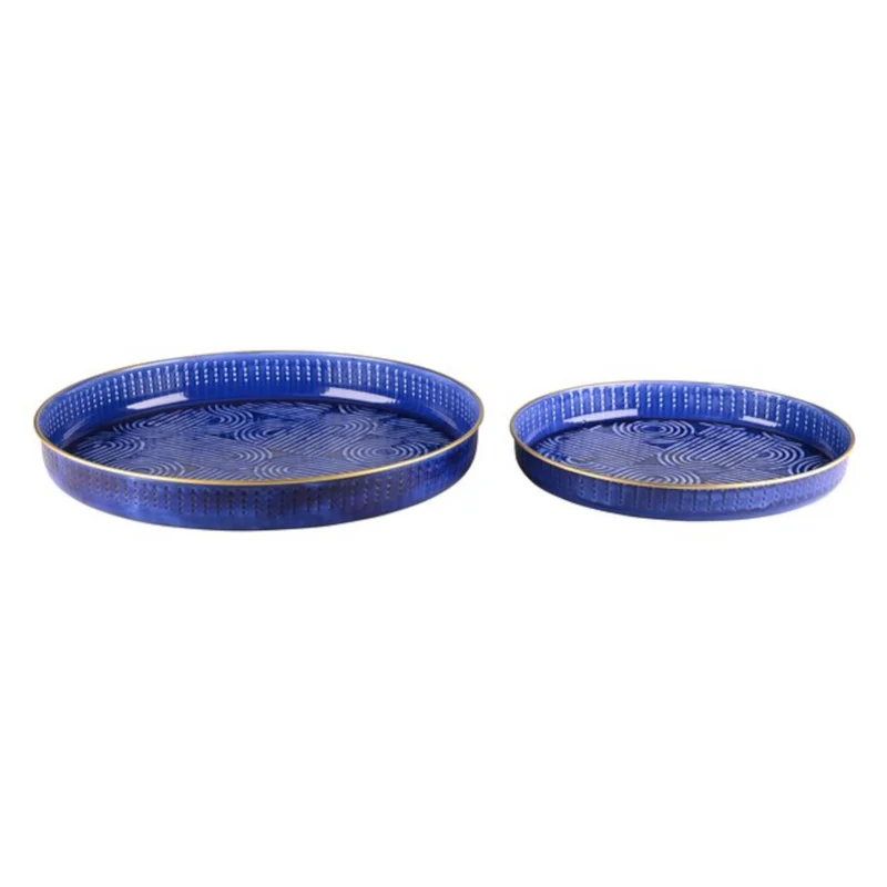 ATAY Tablett 2-er Set aus Metall blau Ø35/45cm