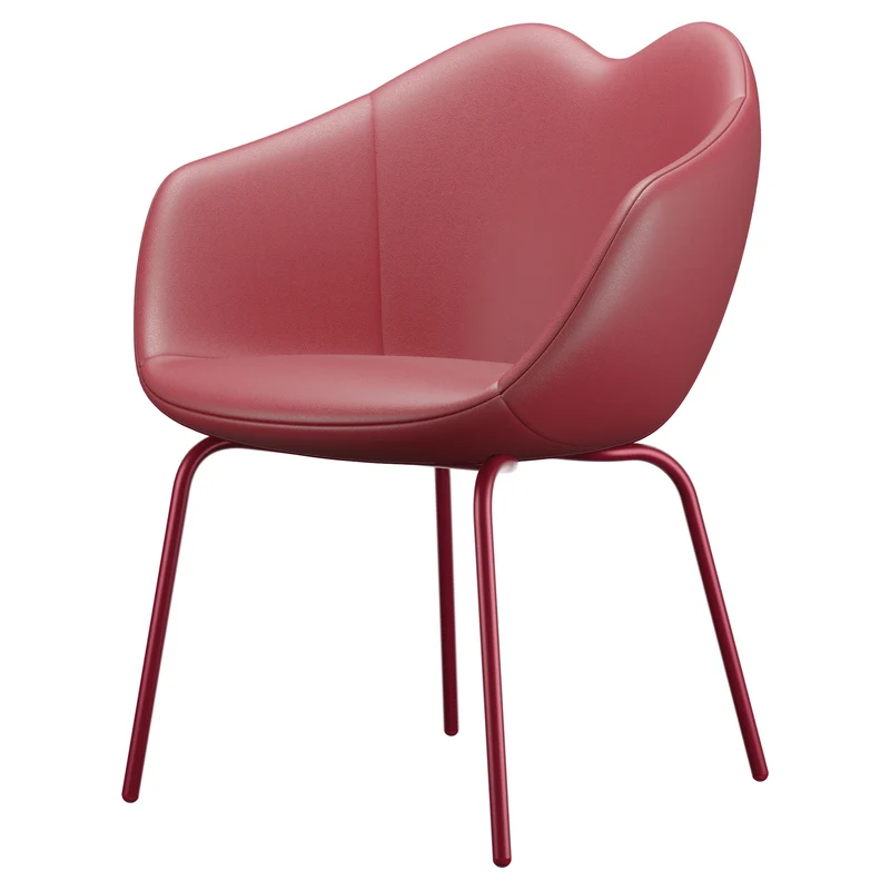 Esszimmerstuhl XOXO Leder vier Beine rot
