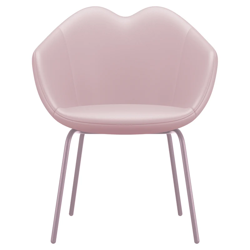 Esszimmerstuhl XOXO Leder vier Beine pink