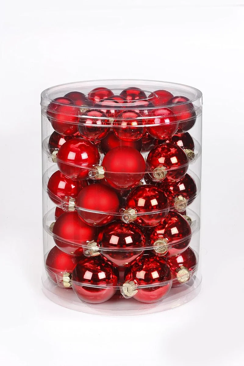 Weihnachtskugeln Rot | Ø 4+5+6 cm | 44 Stück | bruchsicher | Glänzend & matt
