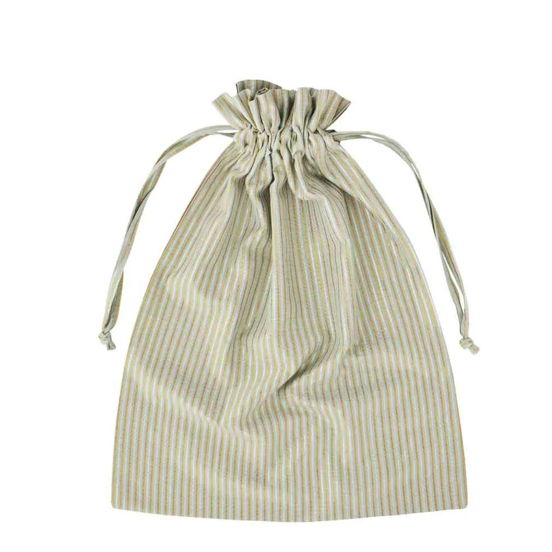 Stoffbeutel salbeigrün mit Streifen kupfergold silber ca. 45x60 cm LAUNDRY BAG Geschenkverpackung Madam Stoltz
