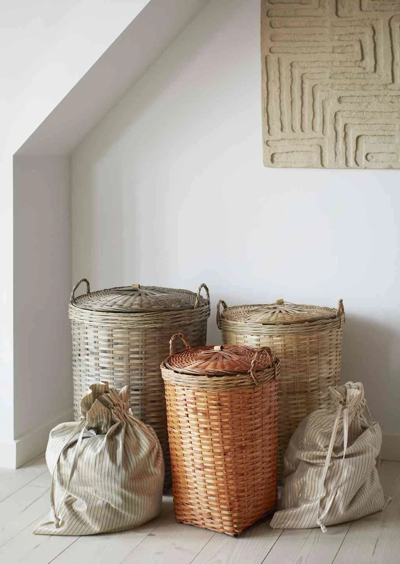 Stoffbeutel naturweiß mit Streifen kupfergold silber ca. 45x60 cm LAUNDRY BAG Geschenkverpackung Madam Stoltz