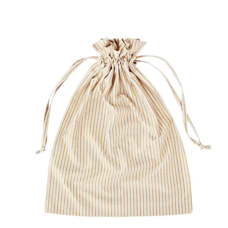 Stoffbeutel naturweiß mit Streifen kupfergold silber ca. 45x60 cm LAUNDRY BAG Geschenkverpackung Madam Stoltz
