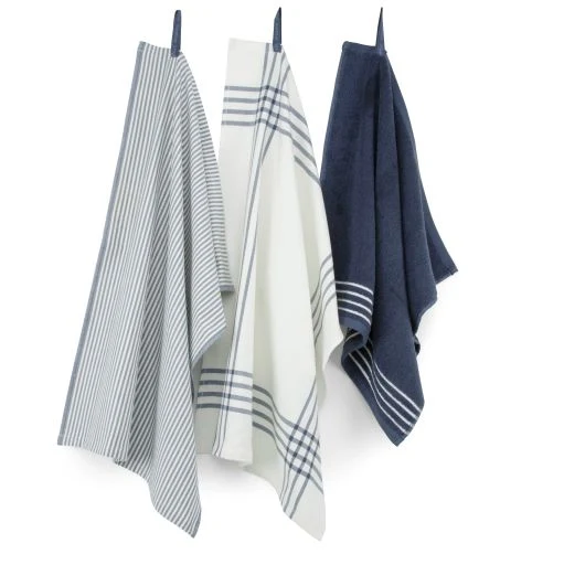 Küchentücher 3er Set SUPERIOR KITCHEN blau Geschirrtuch Handtuch Gläsertuch