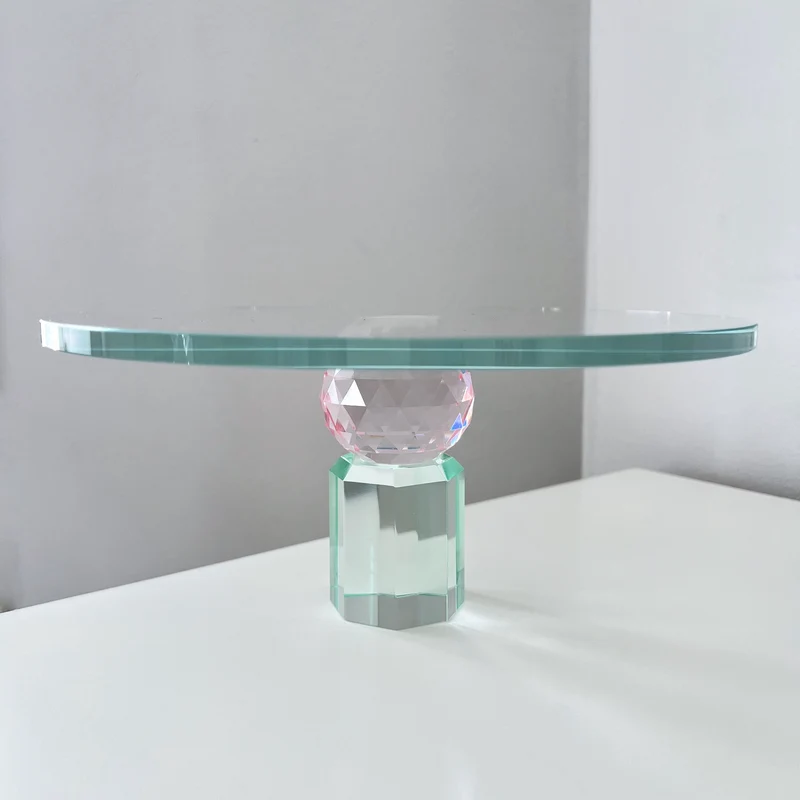 Etagere-Kuchenplatte FREJA, Kristallglas, pink/minze, 11,3xø25 cm