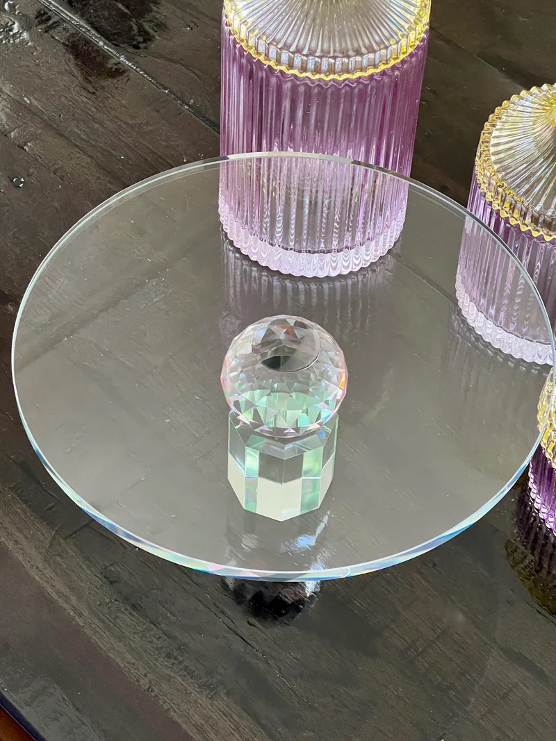 Etagere-Kuchenplatte FREJA, Kristallglas, pink/minze, 11,3xø25 cm