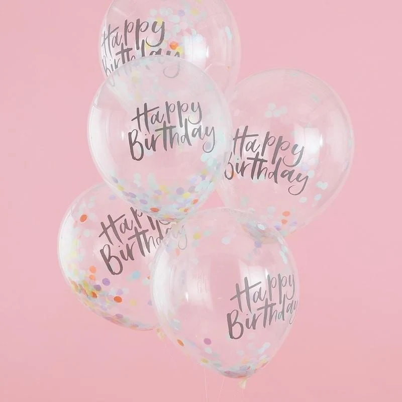 Konfetti Ballons Happy Birthday (5 Stück)