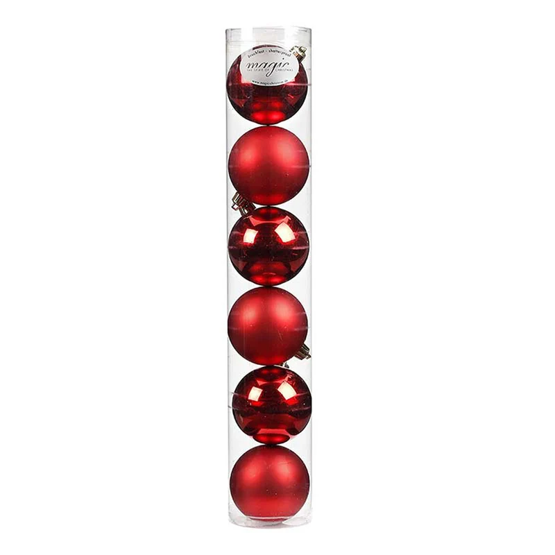 Weihnachtskugeln Rot | Ø 8 cm | 6 Stück | Kunststoff bruchsicher | Glänzend & matt
