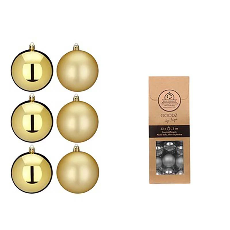 Weihnachtskugeln Gold | Ø 3 cm | 32 Stück | bruchsicher | Glänzend & matt