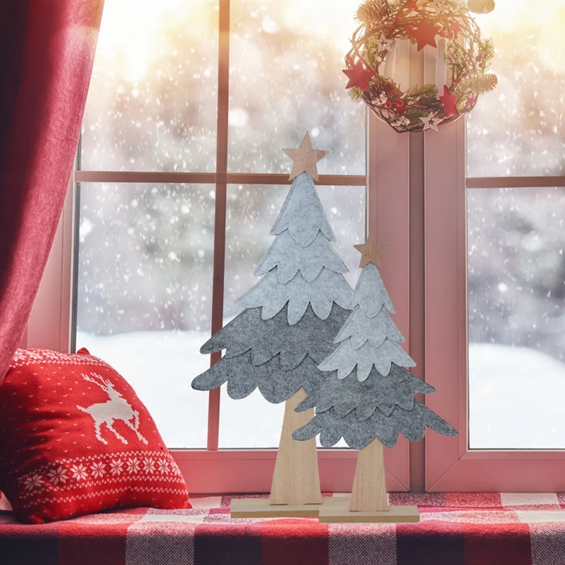Deko Holz Tannenbaum 54 x 30 cm Grau | 12163 - Advent Weihnachtsdekoration
