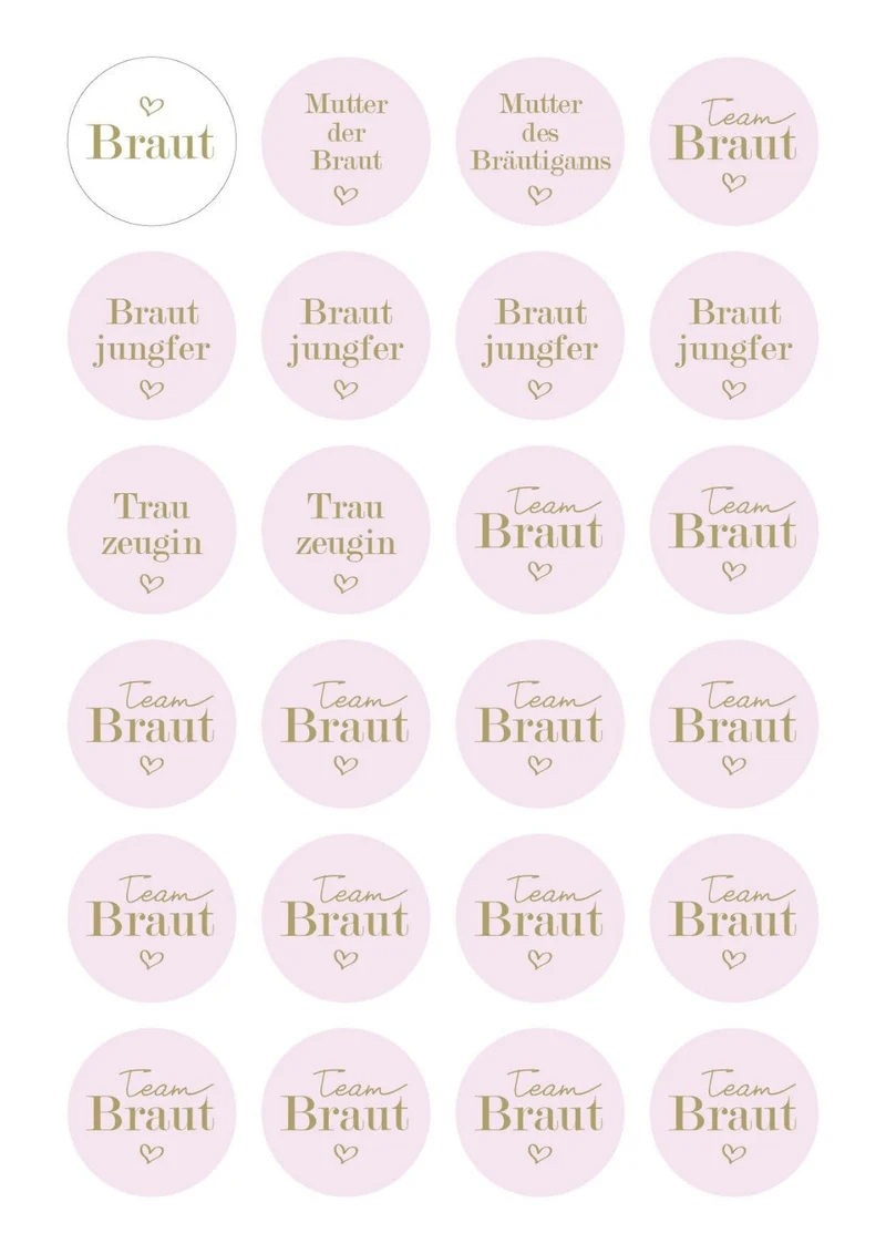 JGA Aufkleber Team Braut (24 Stück)