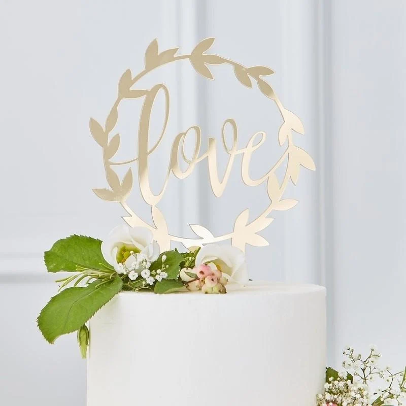 Acryl Tortenstecker Love gold