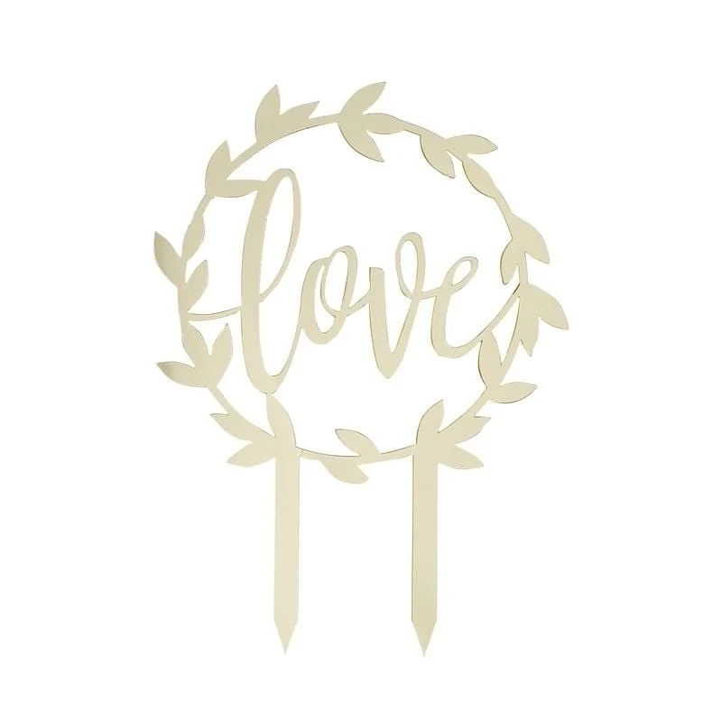 Acryl Tortenstecker Love gold