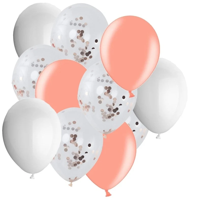 Ballon Deko Set Konfetti Ballons rosegold / weiß (30-teilig)