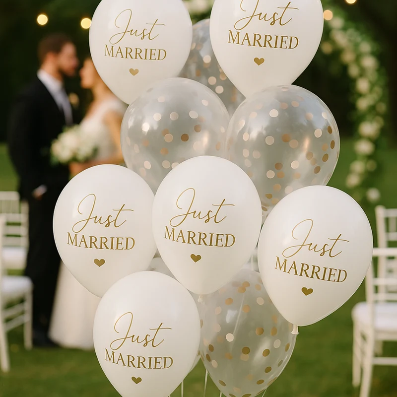 Ballon Deko Set Konfetti Ballons Just married rosegold (11-teilig)