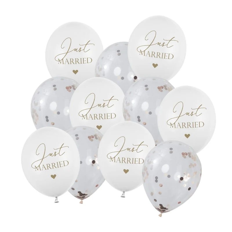 Ballon Deko Set Konfetti Ballons Just married rosegold (11-teilig)