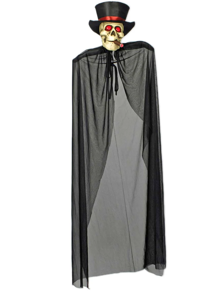 Geister Figur mit Totenkopf und Zylinder 150 cm | Halloween Dekoration