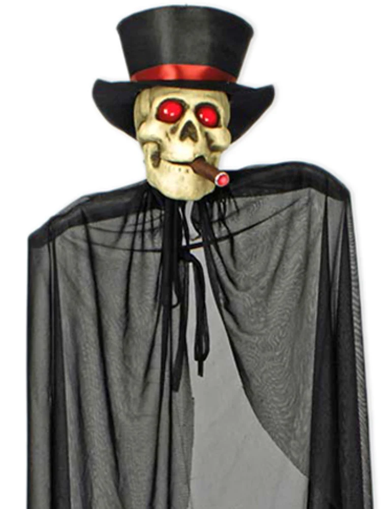 Geister Figur mit Totenkopf und Zylinder 150 cm | Halloween Dekoration