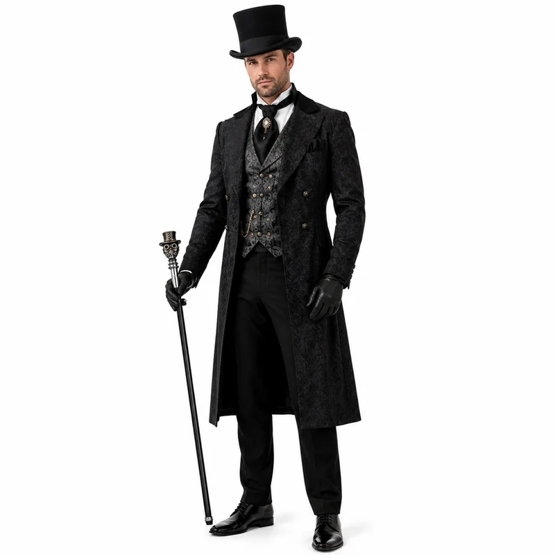 Gehstock aus Metall "Steampunk" | Schwarz Silber