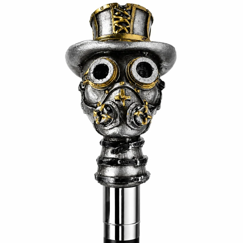 Gehstock aus Metall "Steampunk" | Schwarz Silber