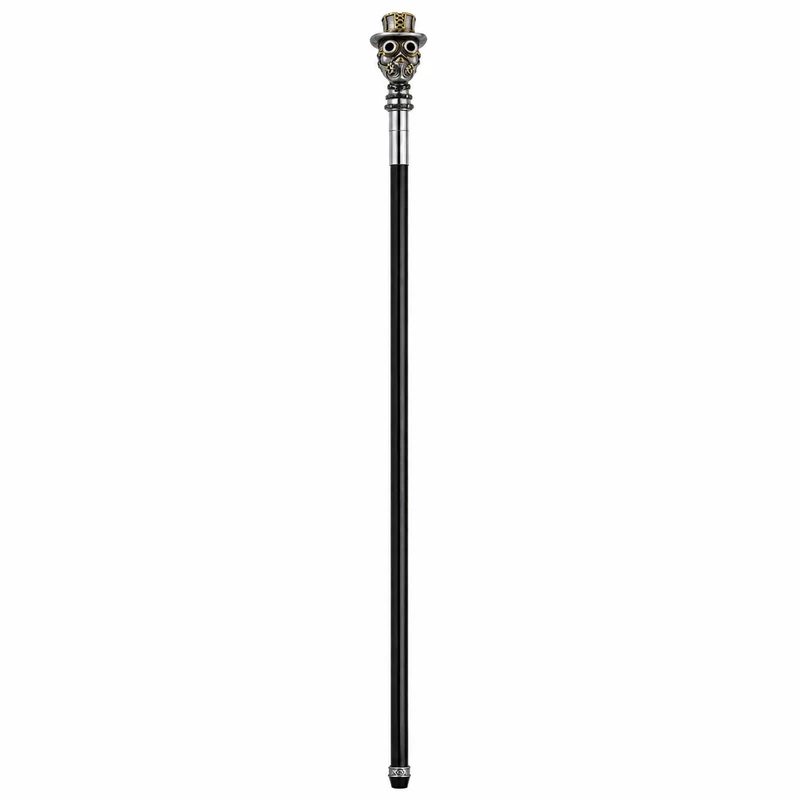 Gehstock aus Metall "Steampunk" | Schwarz Silber
