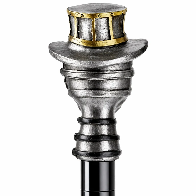 Gehstock aus Metall "Steampunk" | Schwarz Silber
