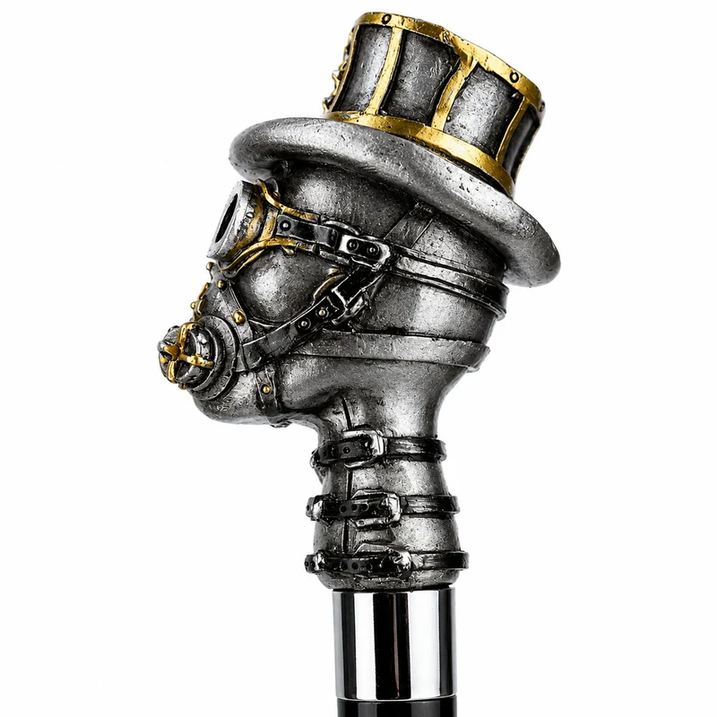 Gehstock aus Metall "Steampunk" | Schwarz Silber
