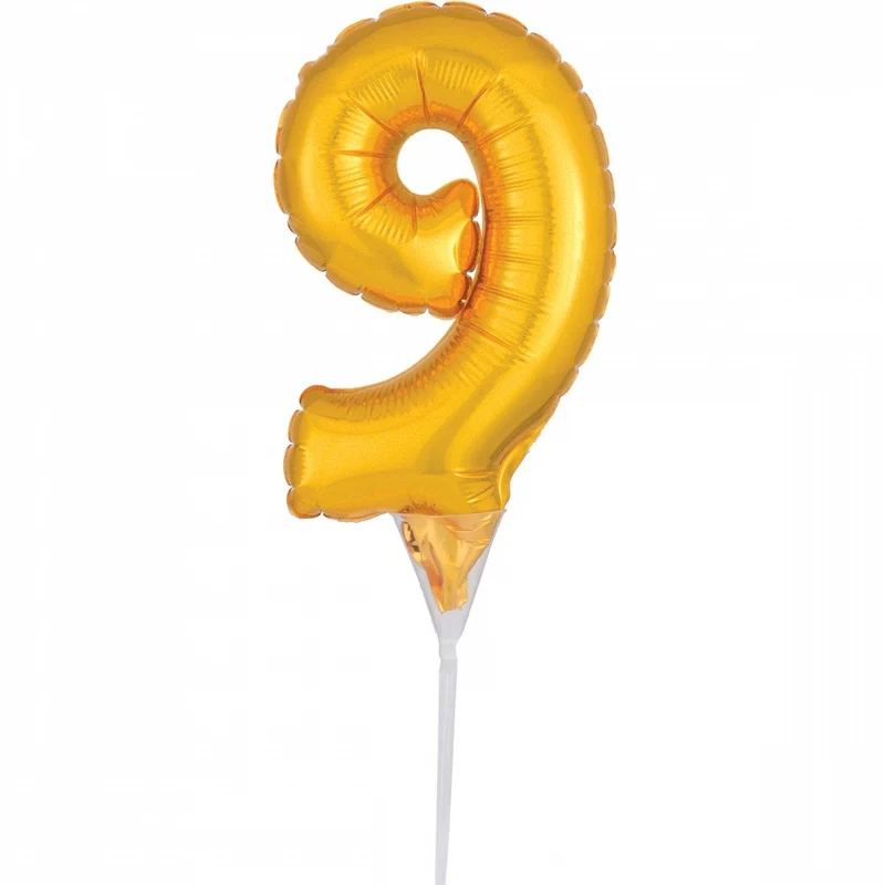 Folienballon Tortendeko Gold - Zahl 9