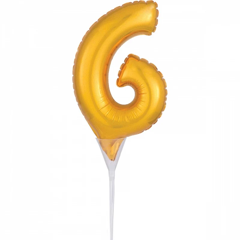 Folienballon Tortendeko Gold - Zahl 6