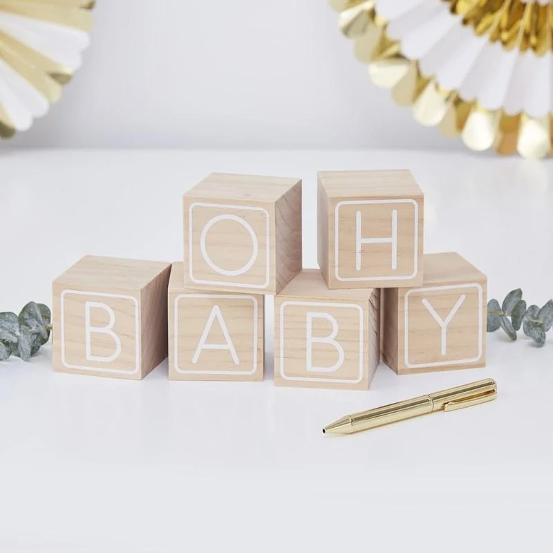 Gästebuch Holz Bausteine Babyparty