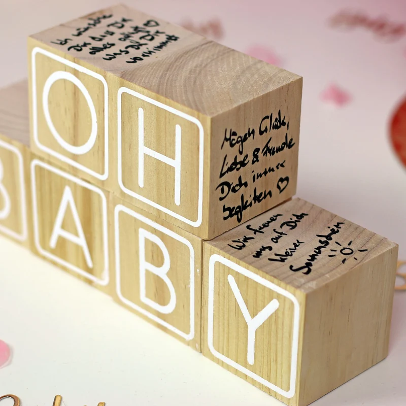 Gästebuch Holz Bausteine Babyparty