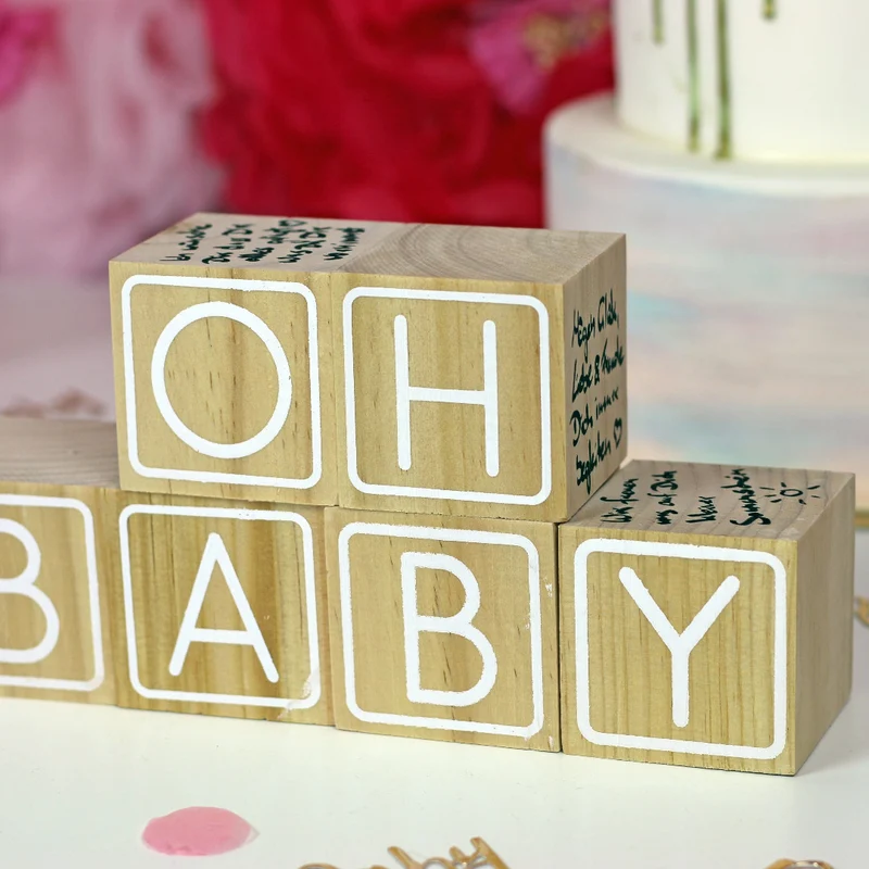 Gästebuch Holz Bausteine Babyparty