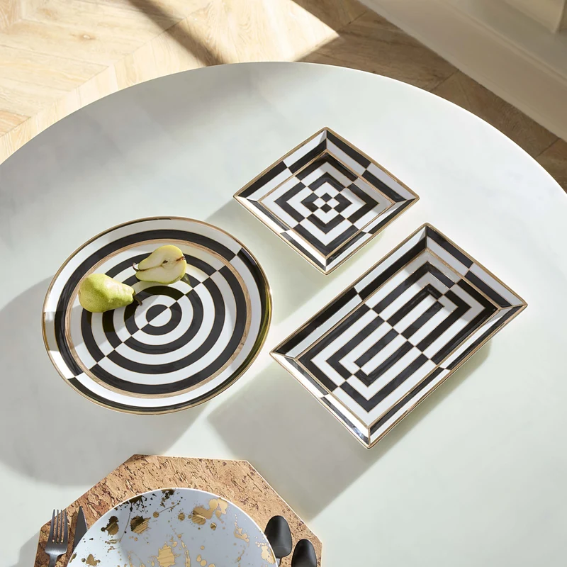 Servierteller rund OP ART schwarz/weiß ø34 cm