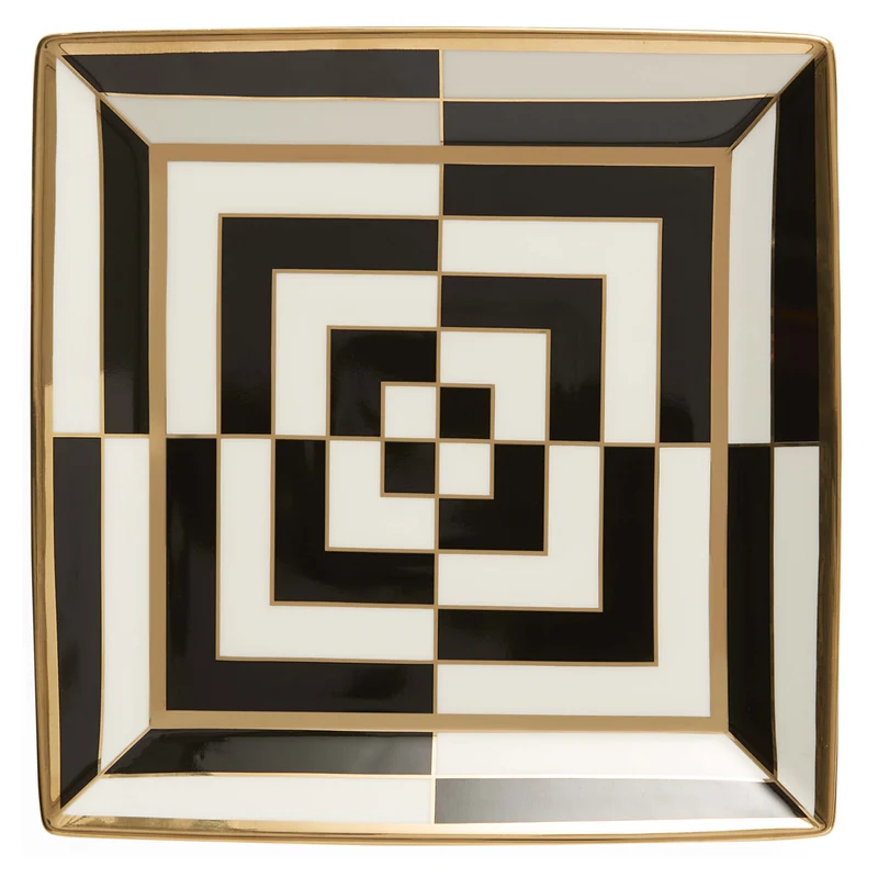 Servierteller quadratisch OP ART schwarz/weiß