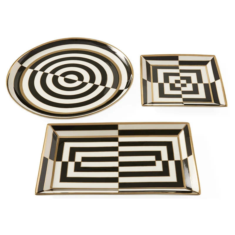 Servierteller quadratisch OP ART schwarz/weiß
