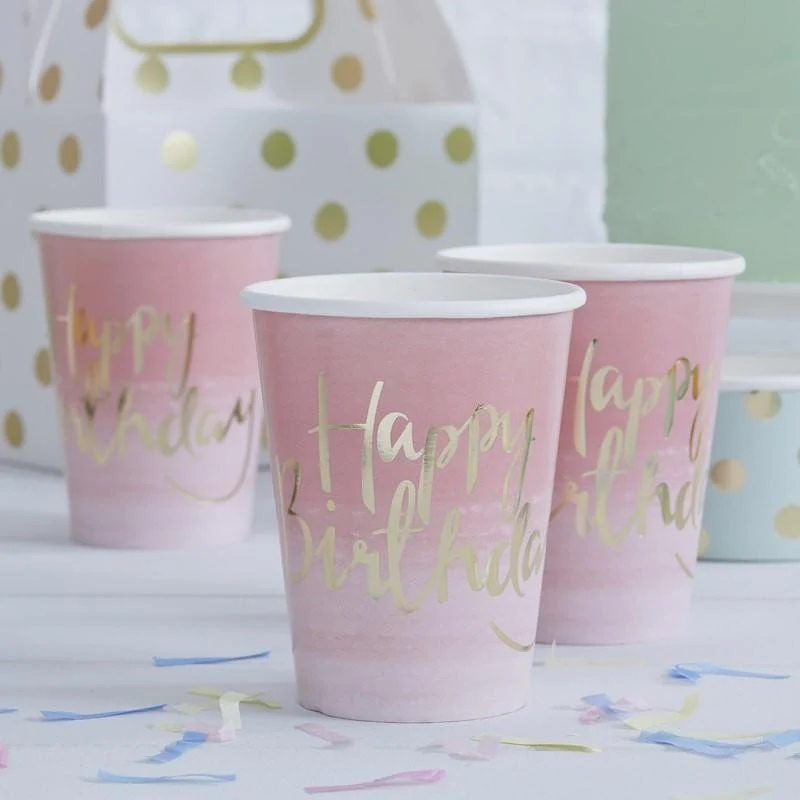 Becher Happy Birthday (8 Stück)