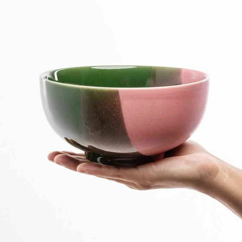 Schüssel INDUSTRIAL BOWL rosa grün ca. 17,3 x 17,3 x 8,5 cm mit reaktiver Glasur