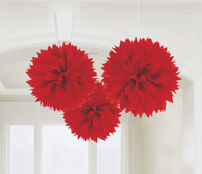 Fluffy Papier Pompons Ø 40 cm - 3 Stück | Farbwahl
