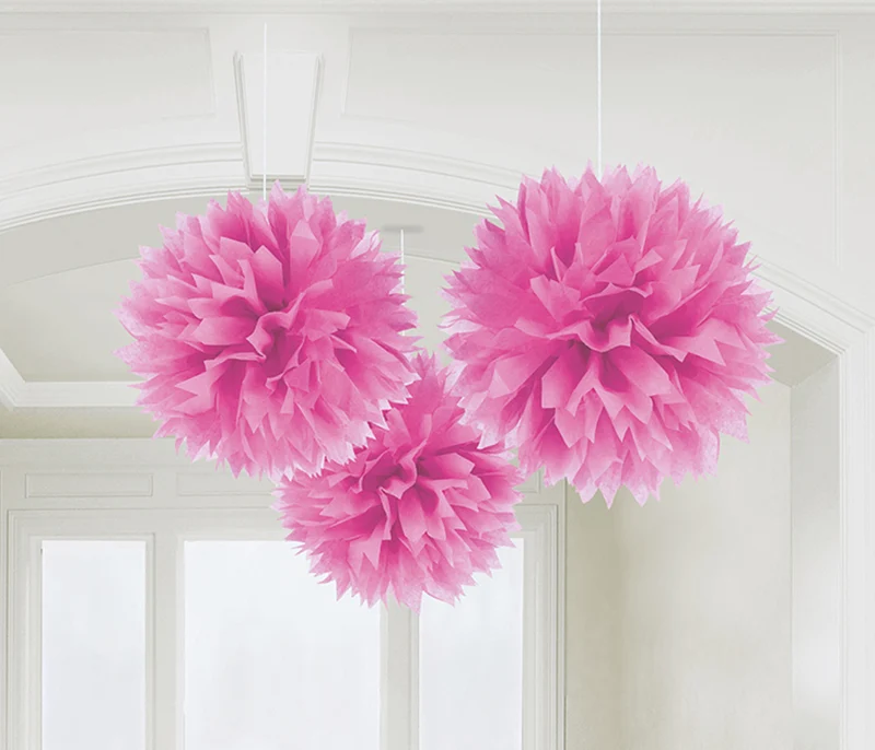 Fluffy Papier Pompons Ø 40 cm - 3 Stück | Farbwahl