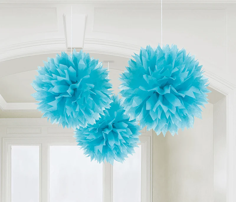 Fluffy Papier Pompons Ø 40 cm - 3 Stück | Farbwahl