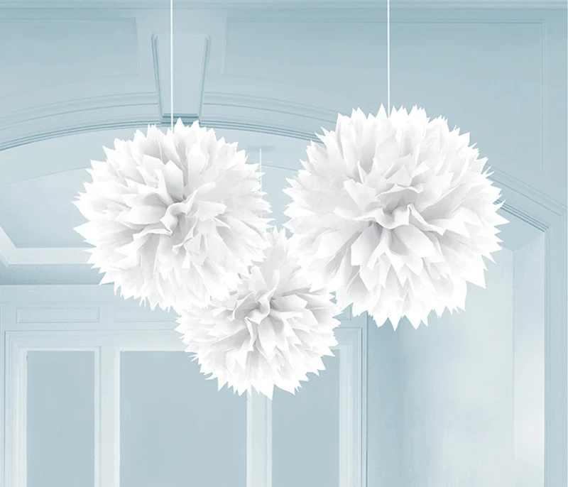 Fluffy Papier Pompons Ø 40 cm - 3 Stück | Farbwahl