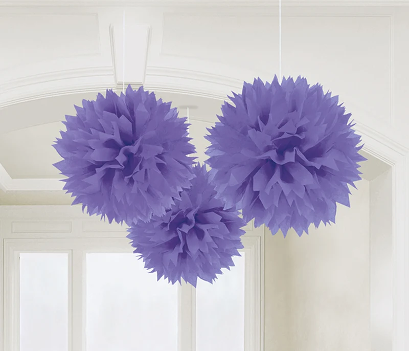 Fluffy Papier Pompons Ø 40 cm - 3 Stück | Farbwahl