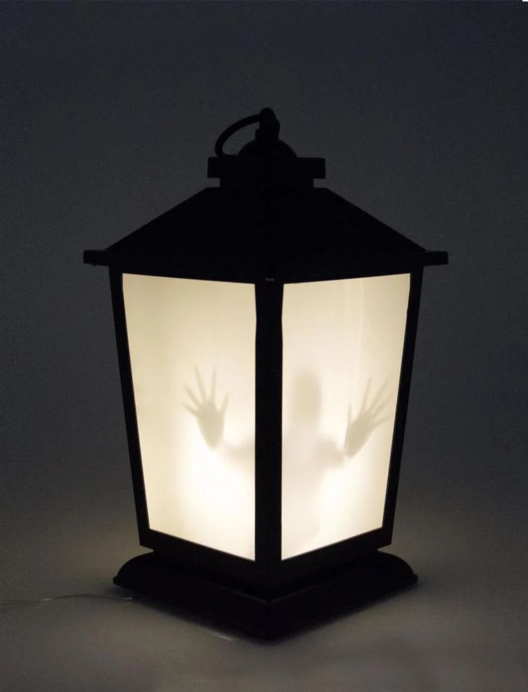 Flackernde Geister Laterne mit Licht und Sound - Halloween Dekoration | 36 x 17 cm